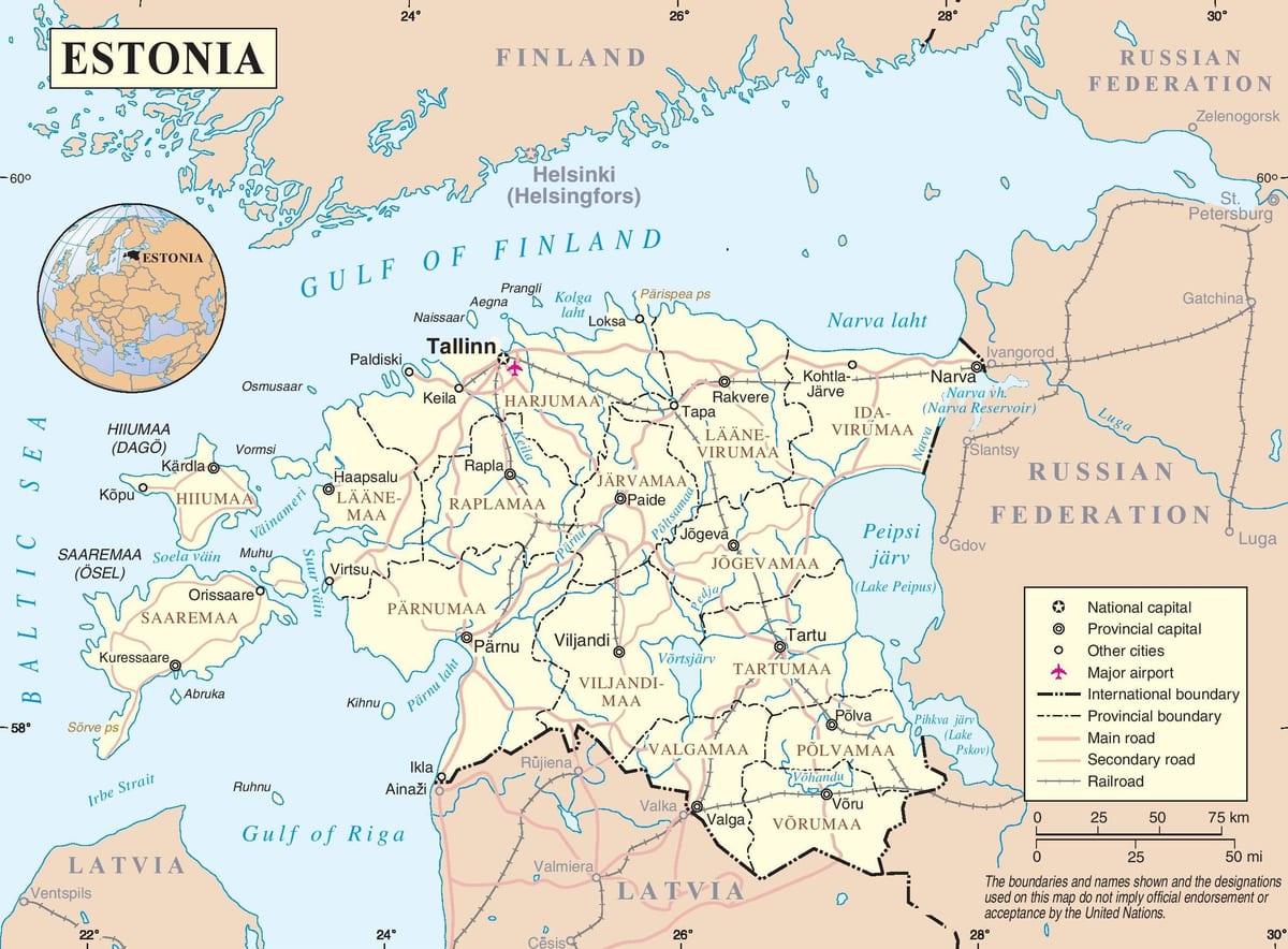 Estónsko v mapu